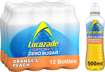 Lucozade Sport Zero Sugar - Orange & Peach 12X500Ml | Sugar Free Sports Drink, With Vitamin B3 And Electrolyte | Zero Sugar | Only 4 Calories Per Serving | Still | Made With Natural Flavours