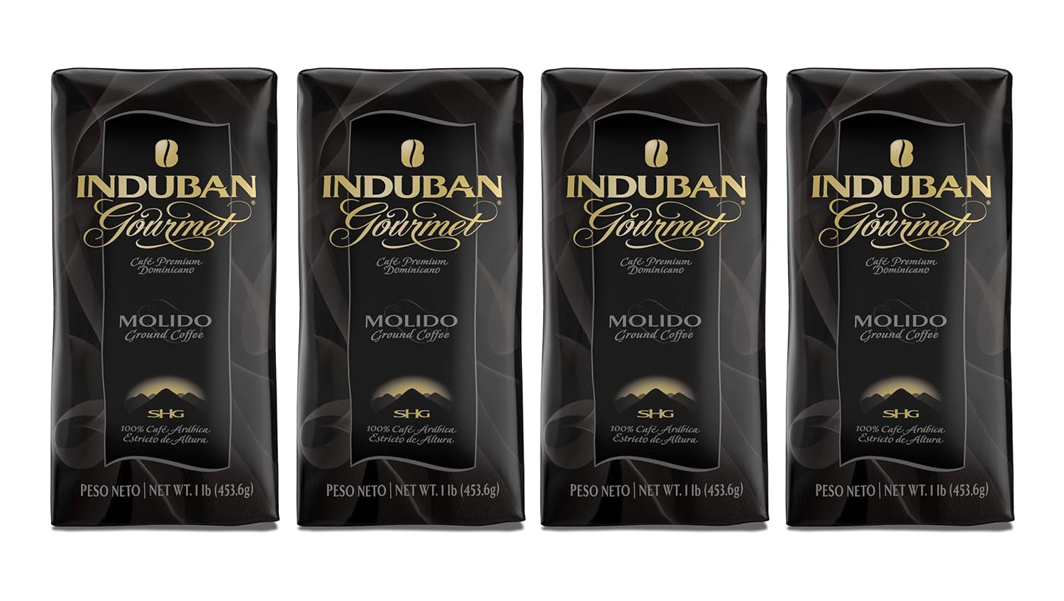 Induban Gourmet, 16 oz Bag, Ground Coffee, Medium Roast - Premium 100% Arabica Coffee from the Dominican Republic (Pack of 4)