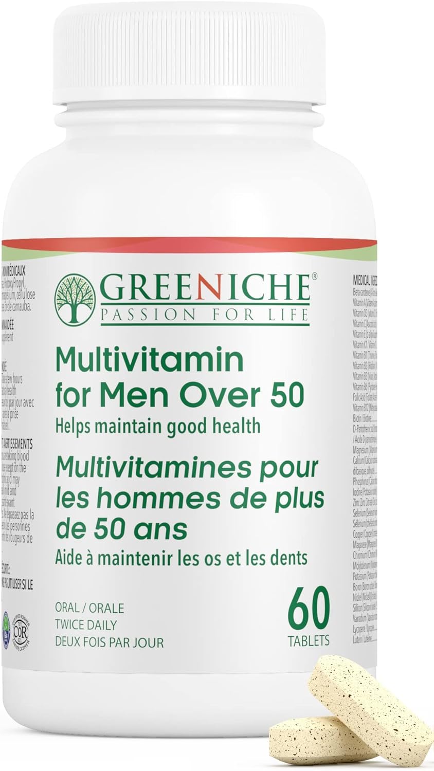 Halal Multivitamin For Men Over 50, 60 Tablets, High Potency Vitamins & Minerals, Immune Support, Organic Supplement, Antioxidant Properties, Gentle On Stomach, Helps Promote Overall Health