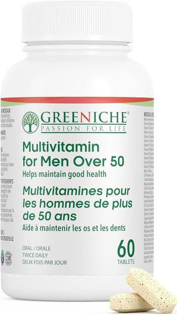 Halal Multivitamin For Men Over 50, 60 Tablets, High Potency Vitamins & Minerals, Immune Support, Organic Supplement, Antioxidant Properties, Gentle On Stomach, Helps Promote Overall Health