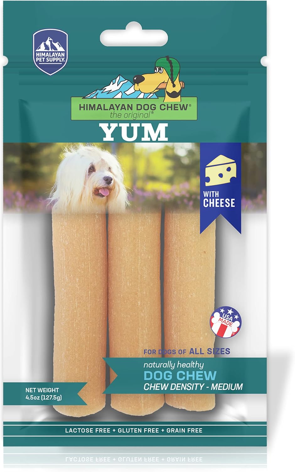 Himalayan Dog Chew Yak Cheese Dog Chews, 100% Natural, Long Lasting, Gluten Free, Healthy & Safe Dog Treats, Lactose & Grain Free, Protein Rich, Medium, 4.5 Oz