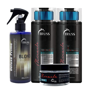 Truss Deluxe Prime Champagne Blond Hair Toner Treatment Bundle With Miracle Shampoo And Conditioner Set And Hair Mask