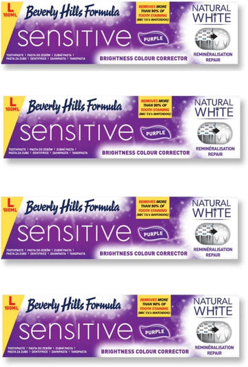 Natural White Sensitive Purple Toothpaste Brightness Colour Corrector (100Ml) 4 Packs