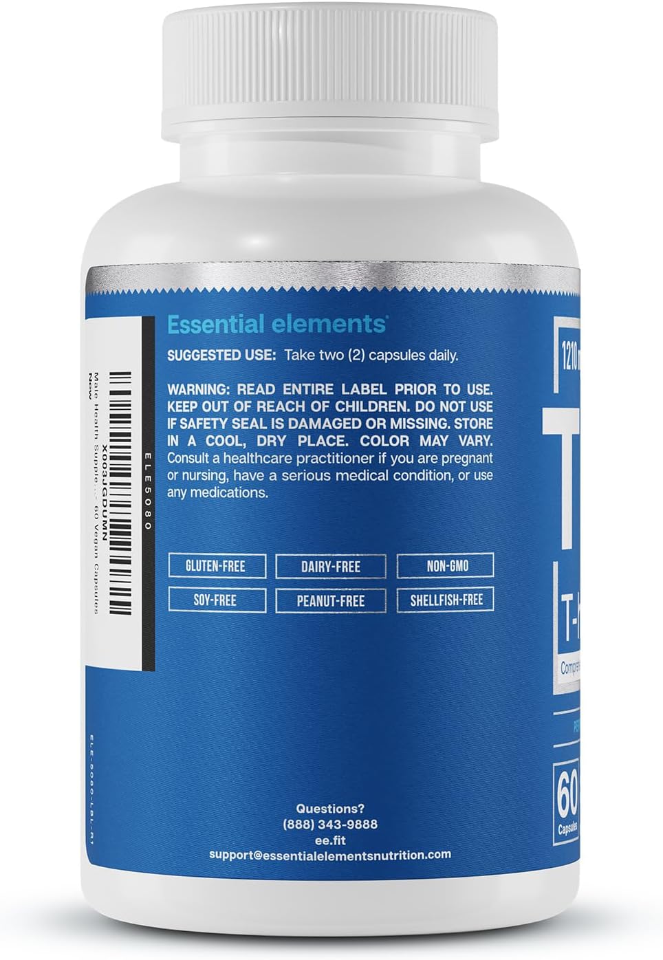 Essential Elements T-Hero Platinum Male Health Supplement For Mens Health - Muscle Growth Support & T-Health With Shoden Ashwagandha, Shilajit, Dim & More - Gym Supplements For Men - 60 Caps : Health & Household