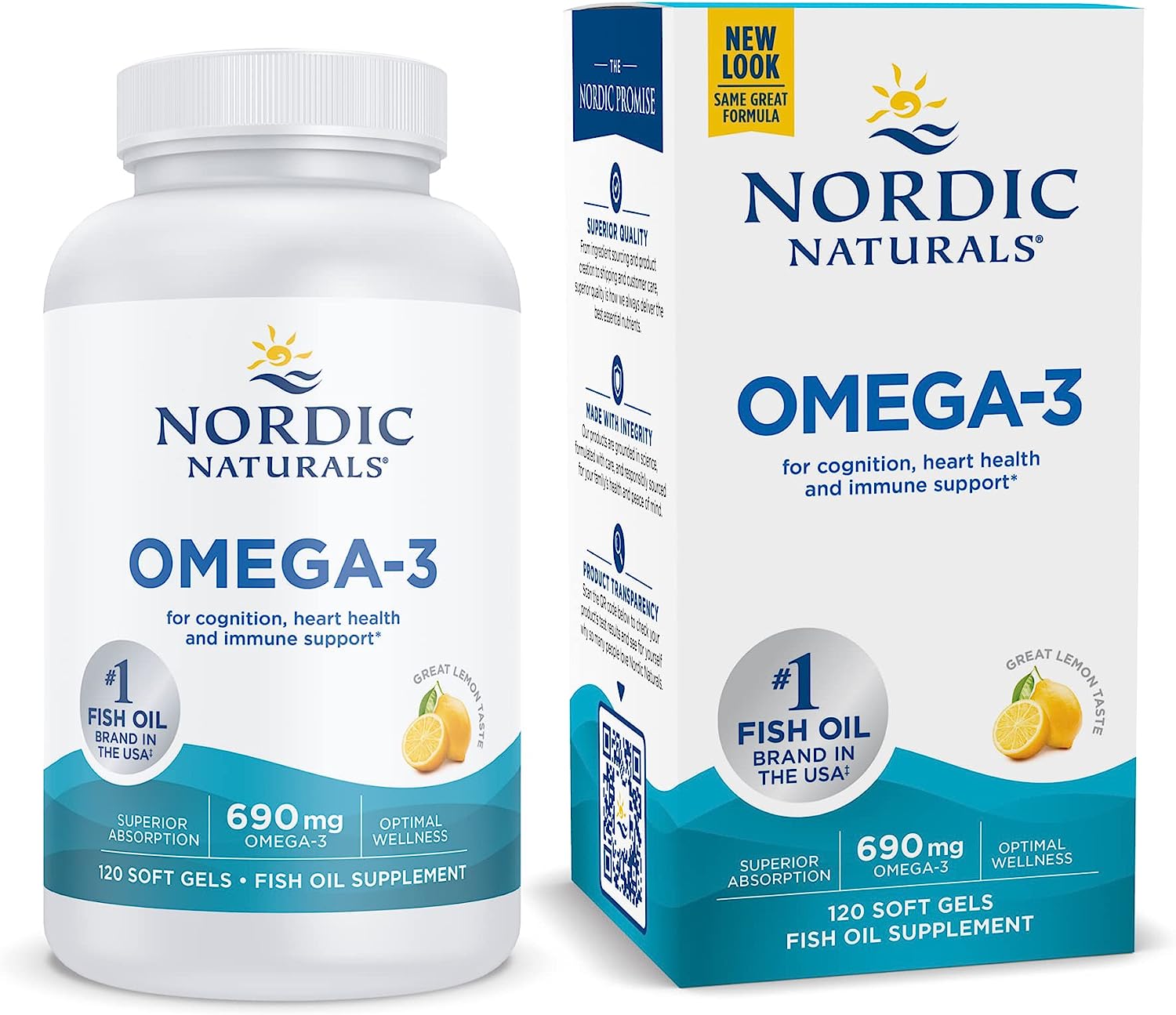 Nordic Naturals Omega-3, Lemon Flavor - 120 Soft Gels - 690 mg Omega-3