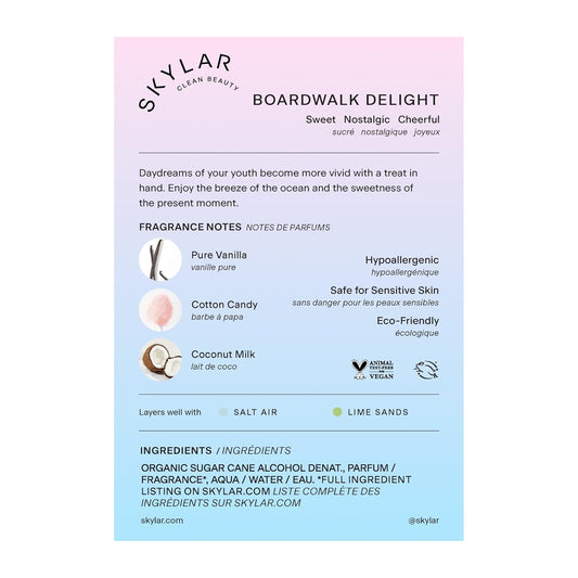 Skylar Boardwalk Delight Eau De Parfum - Hypoallergenic & Clean Perfume For Women & Men, Vegan & Safe For Sensitive Skin - Notes Of Cotton Candy, Vanilla & Coconut Milk - 10Ml /0.33 Fl Oz