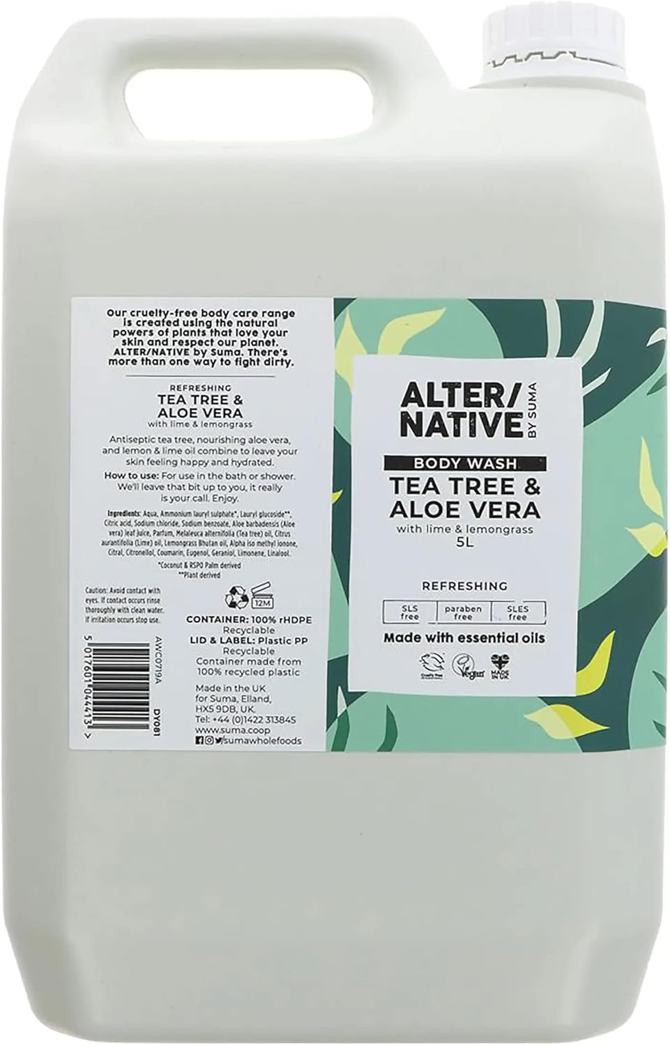 Alter/Native Natural Plant-Powered Cruelty Free Body Wash (Tea Tree & Aloe Vera, 5 Litre)