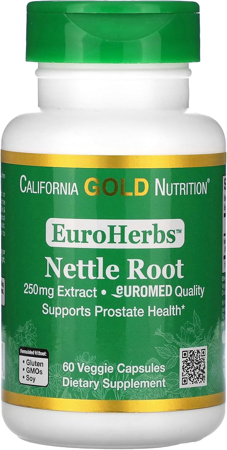 California Gold Nutrition Euroherbs, Nettle Root Extract, Euromed Quality, 250 Mg, 60 Veggie Capsules