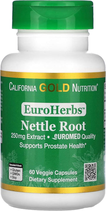 California Gold Nutrition Euroherbs, Nettle Root Extract, Euromed Quality, 250 Mg, 60 Veggie Capsules