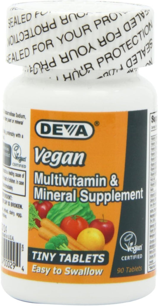 Deva Vegan Multivitamin and Mineral Supplement Iron-Free - with Vitamins A, C, D, E, B Complex, High-Potency Formulation for Daily Health and Wellness - 90 Tiny Tablets, 1-Pack : Health & Household