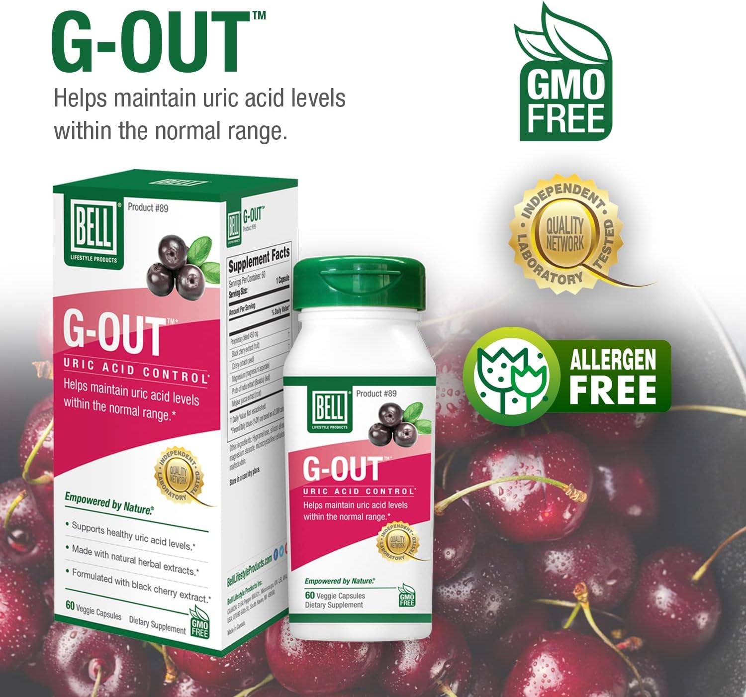 Bell G-Out Uric Acid Cleanse | Recommended for Gout - A Unique Blend of Herbal Extracts That Helps Maintain Uric Acid Levels Within The Normal Range | 60 Capsules : Health & Household