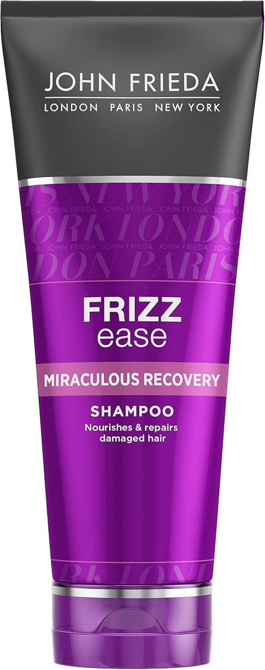 John Frieda Miraculous Recovery Sleek Bangs & Buns Bundle Smoothing & Nourishing Shampoo, Conditioner, Leave In Conditioner, Hairspray & Touch Up Crème For Medium To Thick Hair Tames Frizz & Flyaways
