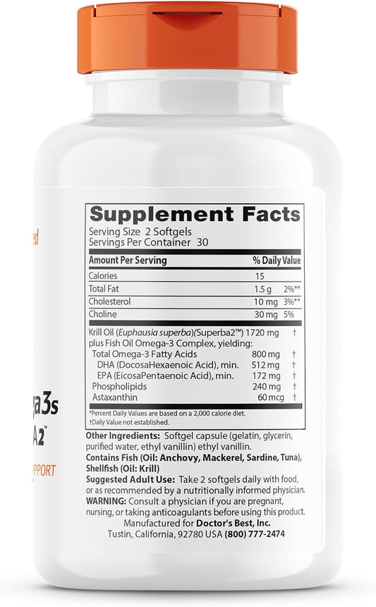 Doctor'S Best Enhanced Superba Krill Plus With Omega 3S, 60 Count