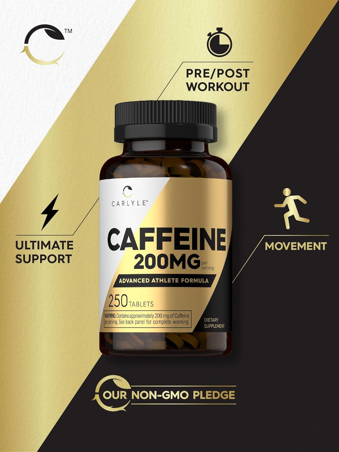 Carlyle Caffeine Pills 200mg | 250 Tablets | Advanced Athlete Formula | Vegetarian, Non-GMO & Gluten Free Supplement : Health & Household