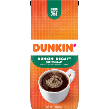 Dunkin' Decaf Medium Roast Decaffeinated Ground Coffee, 12 Ounce (Pack Of 6)