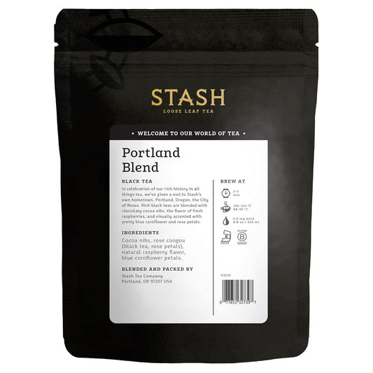 Stash Tea Portland Blend Loose Leaf Tea, 3.5 Ounce Pouch Loose Leaf Premium Black Tea For Use With Tea Infusers Tea Strainers Or Teapots, Drink Hot Or Iced, Sweetened Or Plain