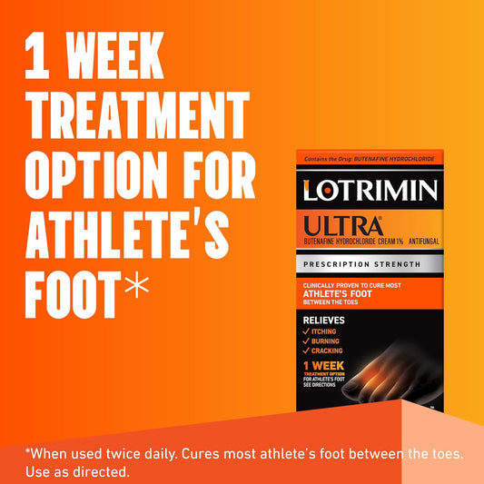 Lotrimin Ultra 1 Week Athlete'S Foot Treatment - Antifungal Cream With Butenafine Hydrochloride 1% For Rapid Relief From Ringworm And Athlete'S Foot, 1.1 Ounce (30 Grams) (Packaging May Vary)