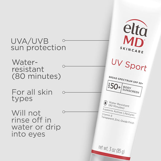 Eltamd Uv Sport Sunscreen Lotion, Spf 50 Body Sunscreen, Water And Sweat Resistant, Oil-Free, Zinc Oxide Formula, 8 Oz Tube : Beauty & Personal Care