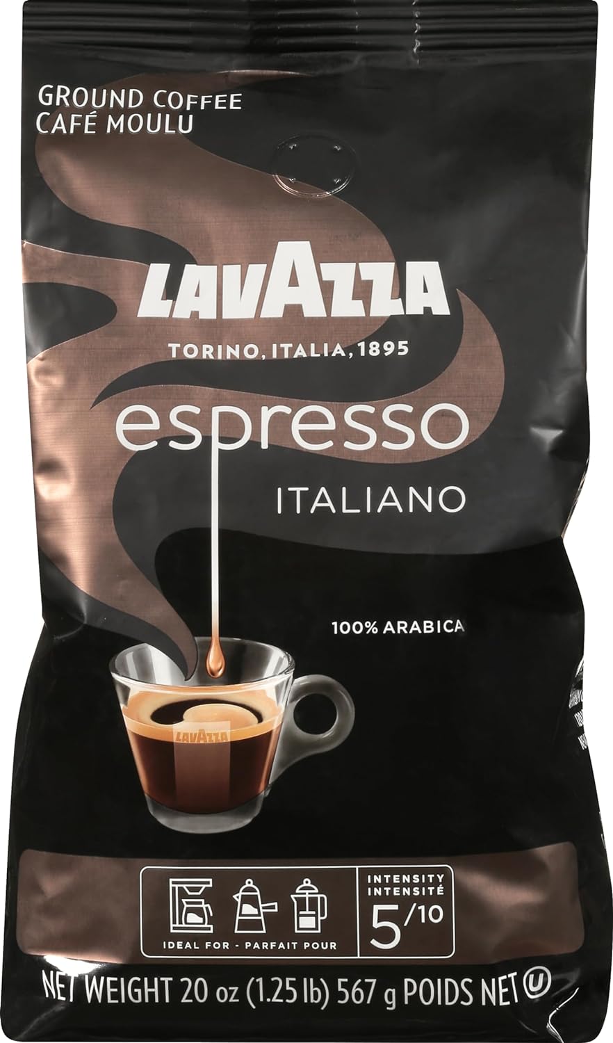 Lavazza Espresso Italiano Ground Coffee, 100% Arabica, 20 Oz Soft Bag, Espresso Italiano, 20 Oz Premium Quality, 100% Arabica, Gluten Free : Everything Else