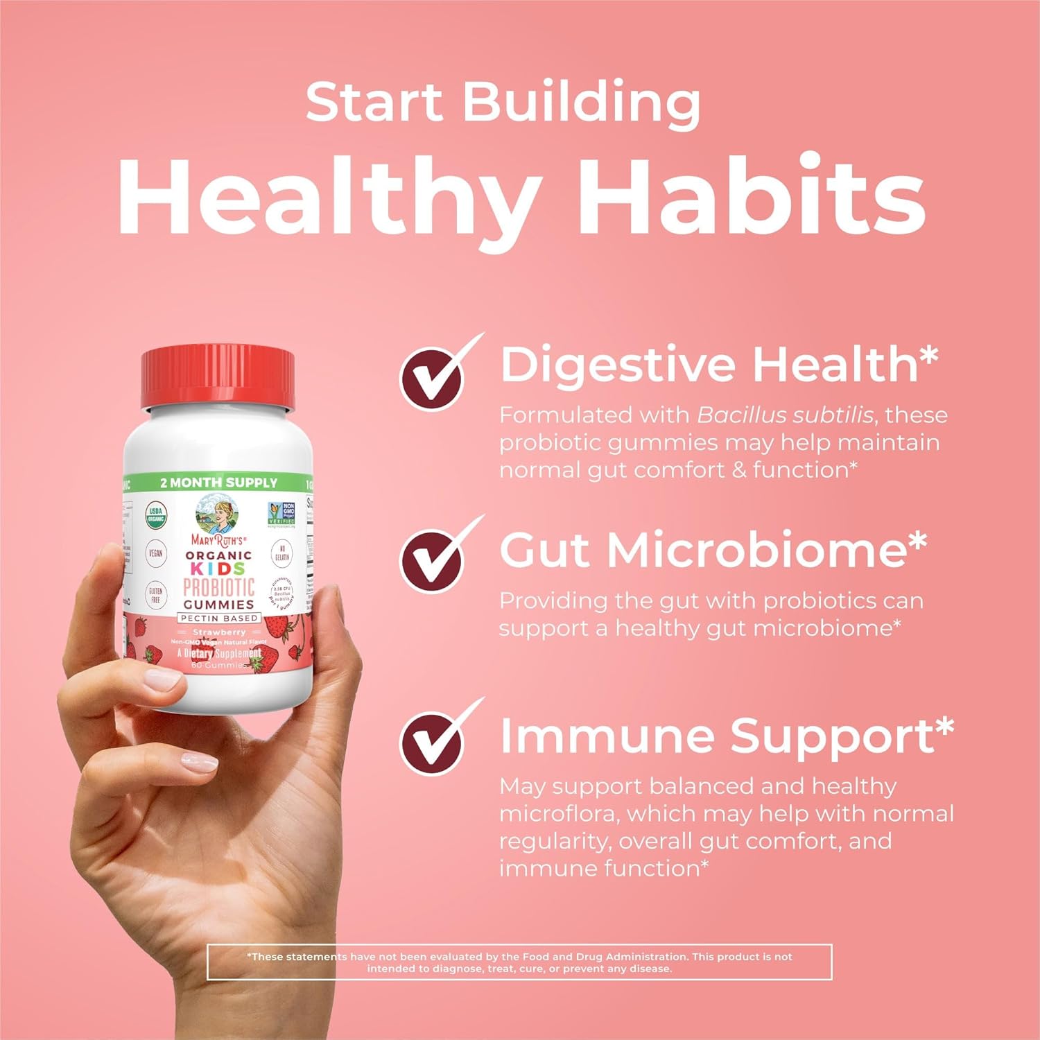 MaryRuth's Multivitamin and Probiotic Gummies (Strawberry) for Kids | Clean Label Project Verified® | Vitamins for Gut Health, Immunity, & Overall Wellness | Vegan, Non-GMO, Gluten Free : Health & Household
