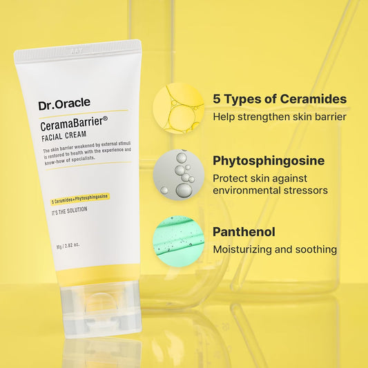 Dr.Oracle Ceramabarrier Facial Cream - Ceramide Moisturizer, Ceramide Moisturizer Cream, Face Moisturizer For Dry Sensitive Skin, (2.82 Oz) Dermatologist Tested