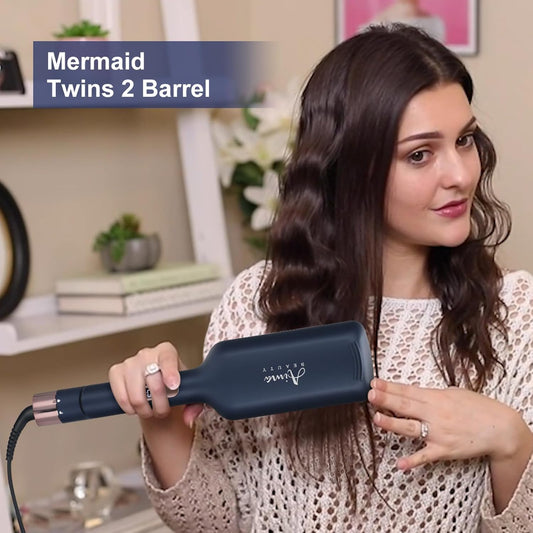 32Mm (1.25") Mermaid Beach Waves Curling Iron, Aima Beauty Hair Waver 3 Barrel, Mermaid Big Wave Waver Iron With Adjustable Temperature, Durable, Heats Up Quickly (Purple)