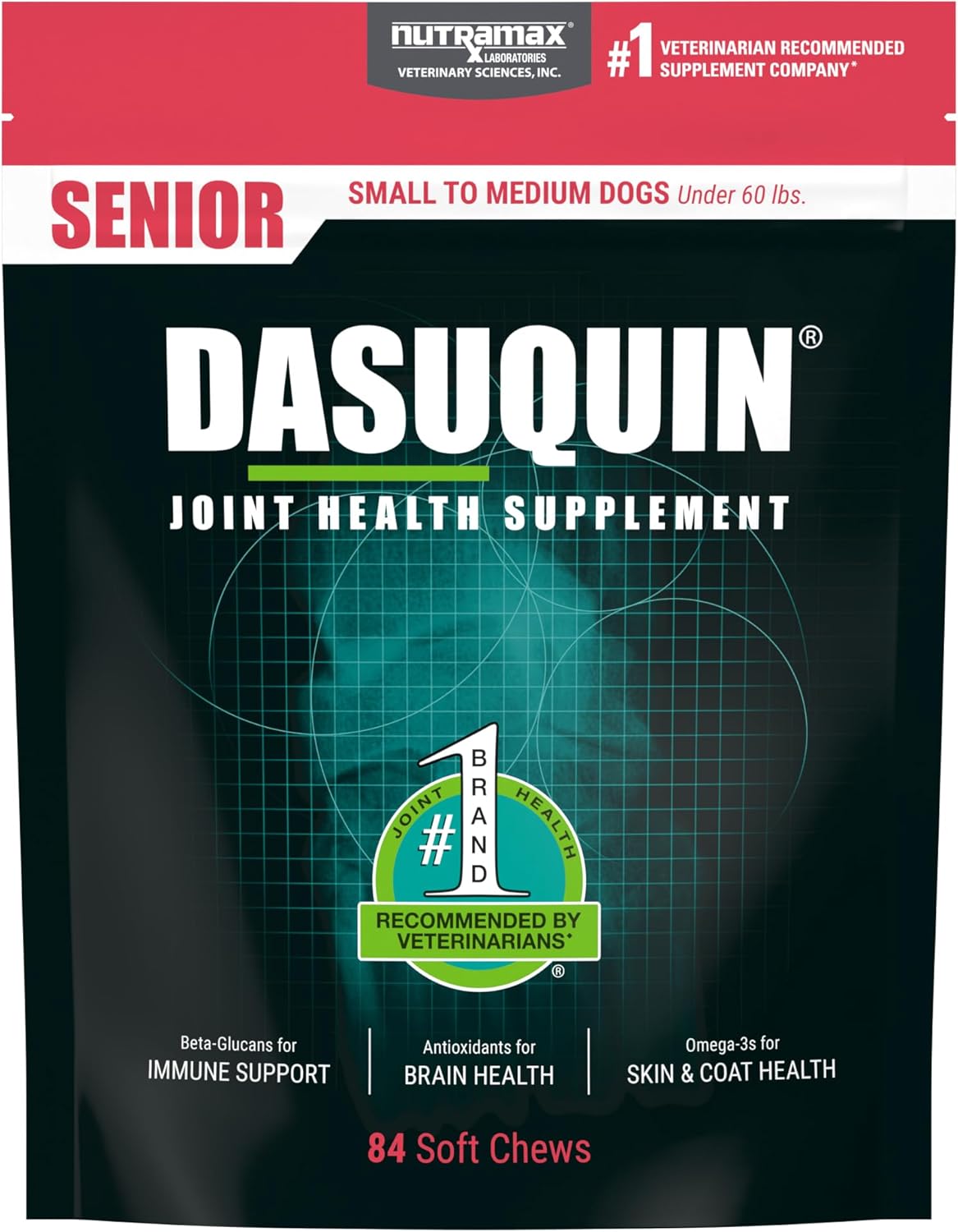 Nutramax Dasuquin Joint Health Supplement For Small To Medium Senior Dogs – For Immune Support, Skin & Coat Health, And Brain Health, 84 Soft Chews