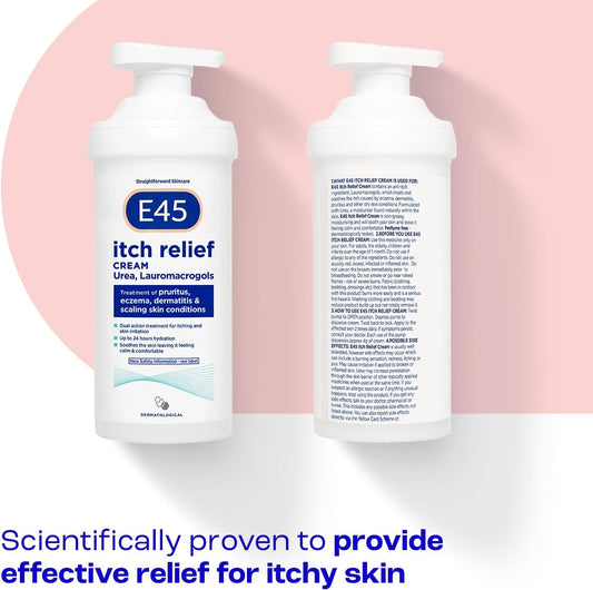 E45 Dermatological Itch Relief Cream, Moisturising Dual Action Treatment For Itchy And Irritated Skin, 500G