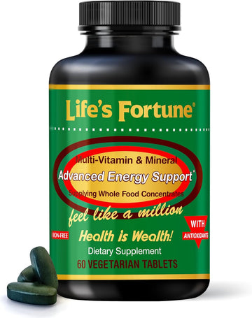 Life'S Fortune Multivitamin & Mineral 60 Tablets, All Natural Energy Source Supplying Whole Food Concentrates, Antioxidants, Amino Acids, Enzymes, Trace Minerals & More