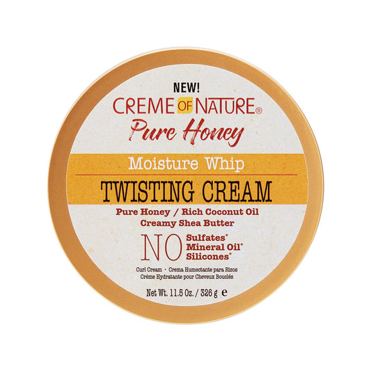 Creme Of Nature, Curl Cream For Curly Hair, Pure Honey Moisture Whip Twisting Cream For Dry Dehydrated Hair, 11.5 Fl Oz