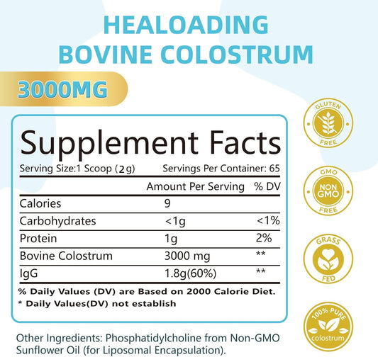 Bovine Colostrum Supplement Powder: Pure Whole Bovine Colostrum Rich In Immunoglobulins And Nutrients For Immune Support And Gut Health, Easy To Mix In Water Or Smoothies