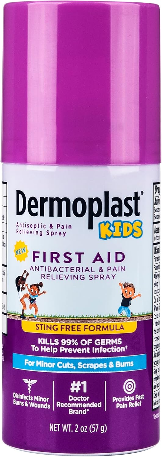 Dermoplast Kids Sting-Free First Aid Spray, Antiseptic & Analgesic Spray For Minor Cuts, Scrapes And Burns, 2 Ounce