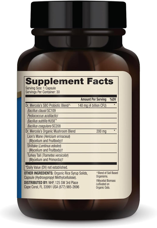 Dr. Mercola Complete Spore Restore, 30 Servings (30 Capsules), SBO Probiotic, 4 Billion CFU, Dietary Supplement, Supports Healthy Immune Function, Non-GMO