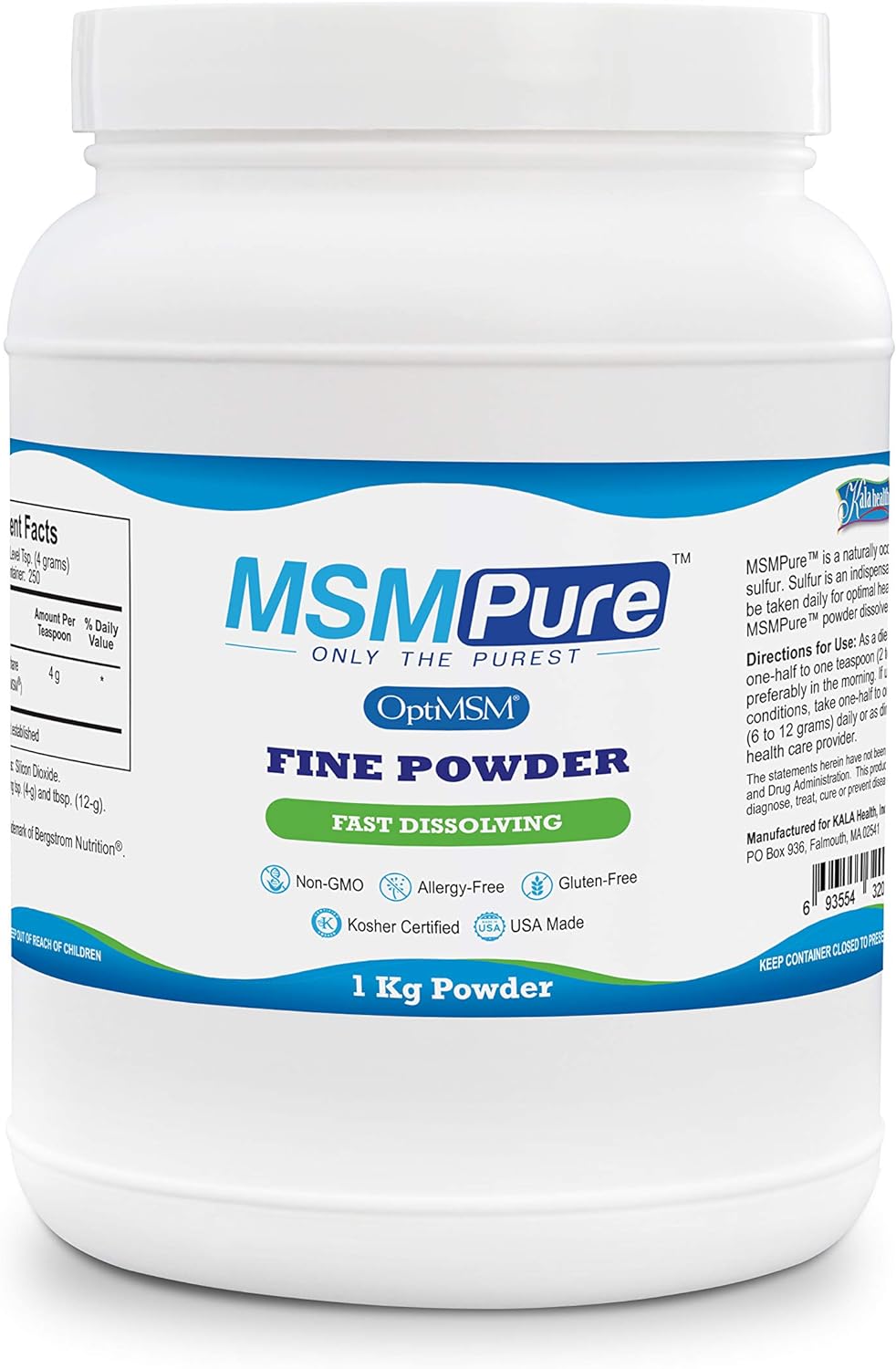 Kala Health Msmpure Fine Powder, 2.2 Lb, Fast Dissolving Organic Sulfu