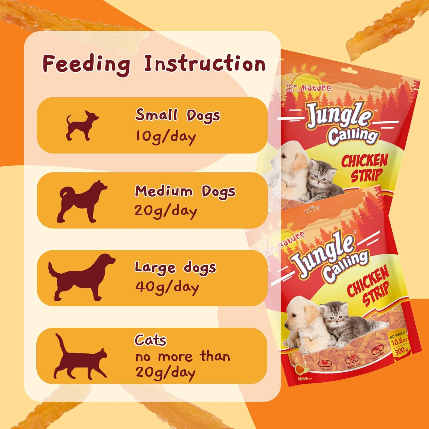 Jungle Calling Soft Training Treats for Small Dog and Cats, Mini Chicken Strips Puppy Training Snacks Easy to Digest, Grain Free : Pet Supplies