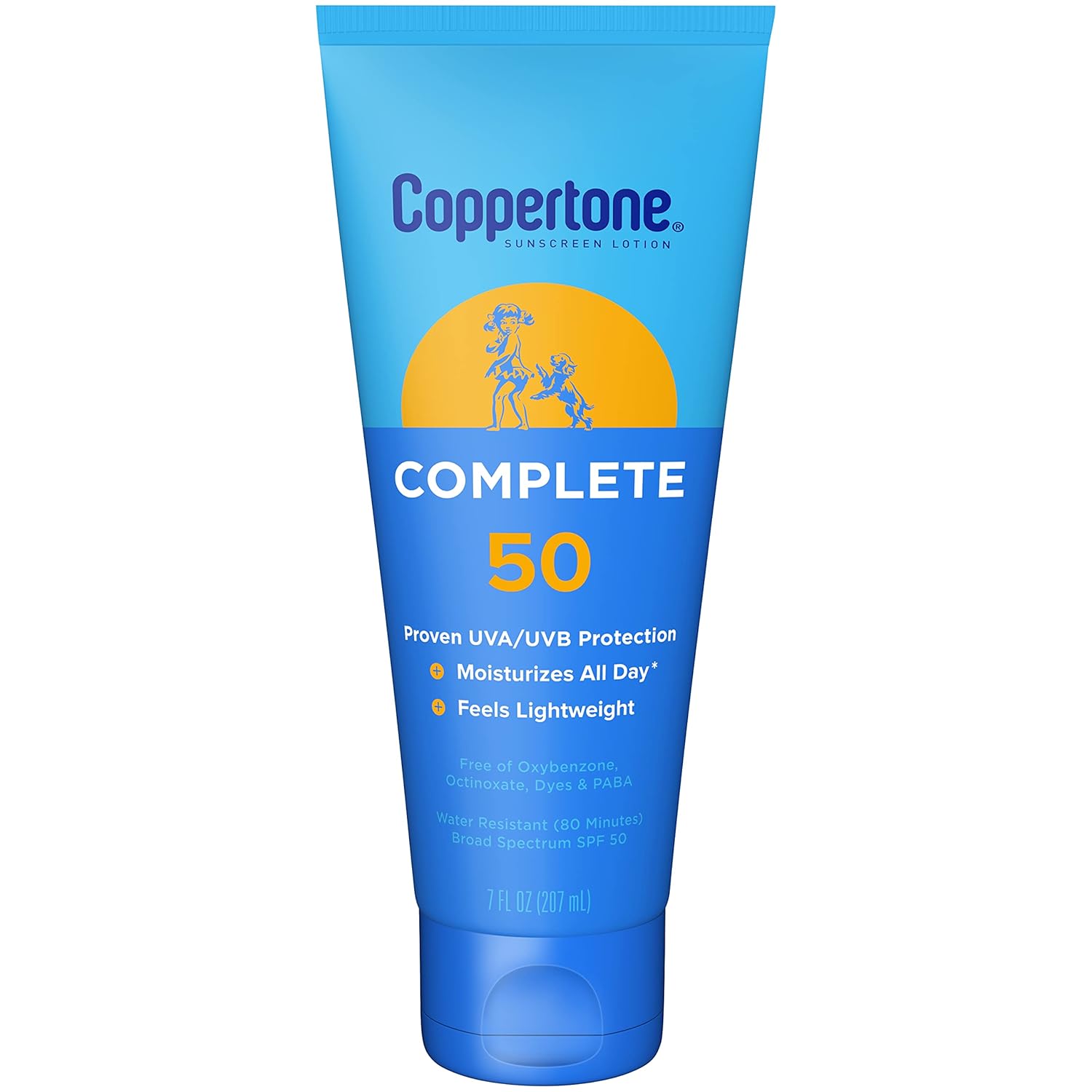 Coppertone Complete Sunscreen Lotion Spf 50, Face And Body Sunscreen, Lightweight, Water Resistant, 7 Fl Oz