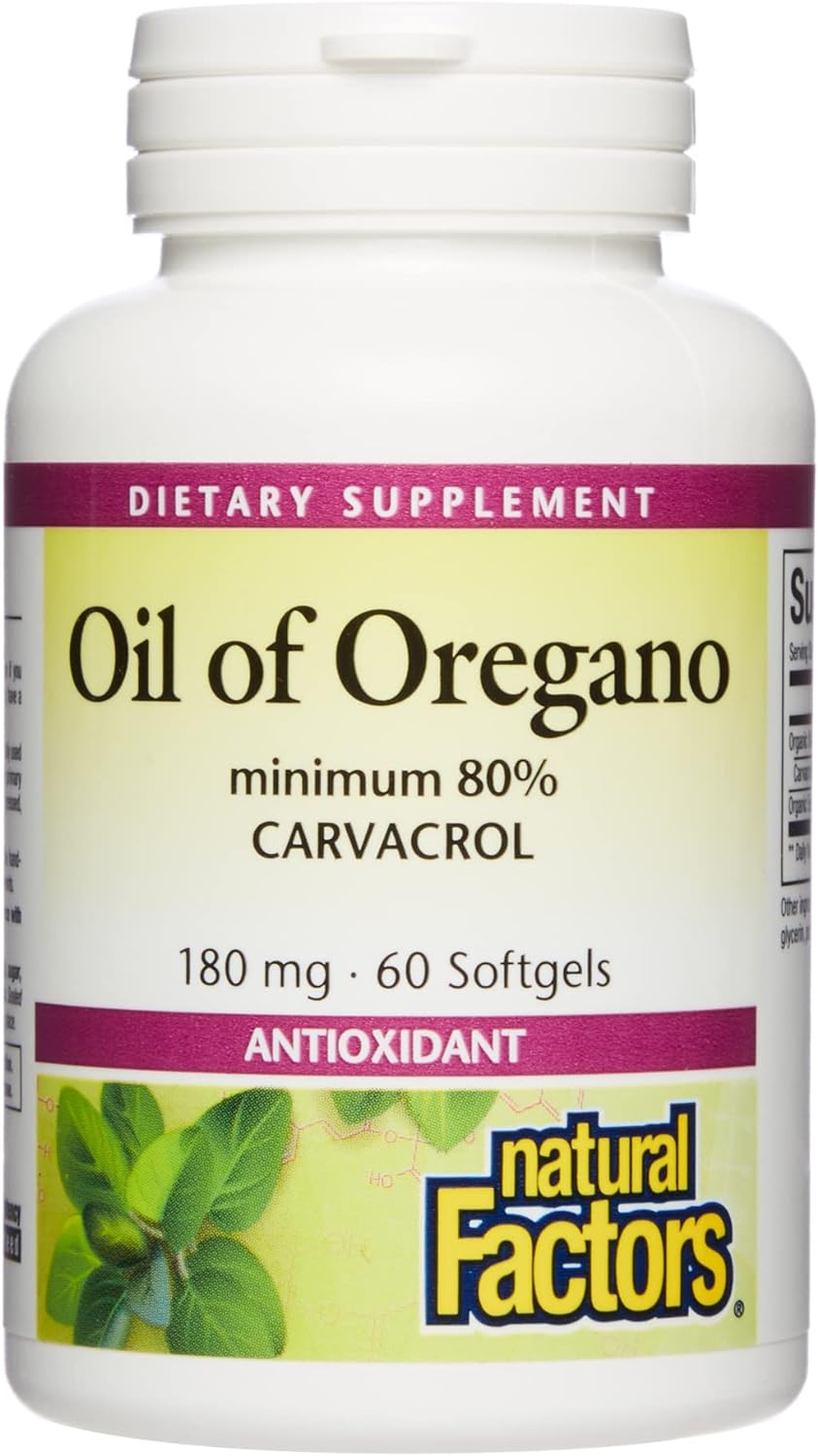 Natural Factors - Oil Of Oregano 180Mg, With Extra Virgin Olive Oil, 60 Count