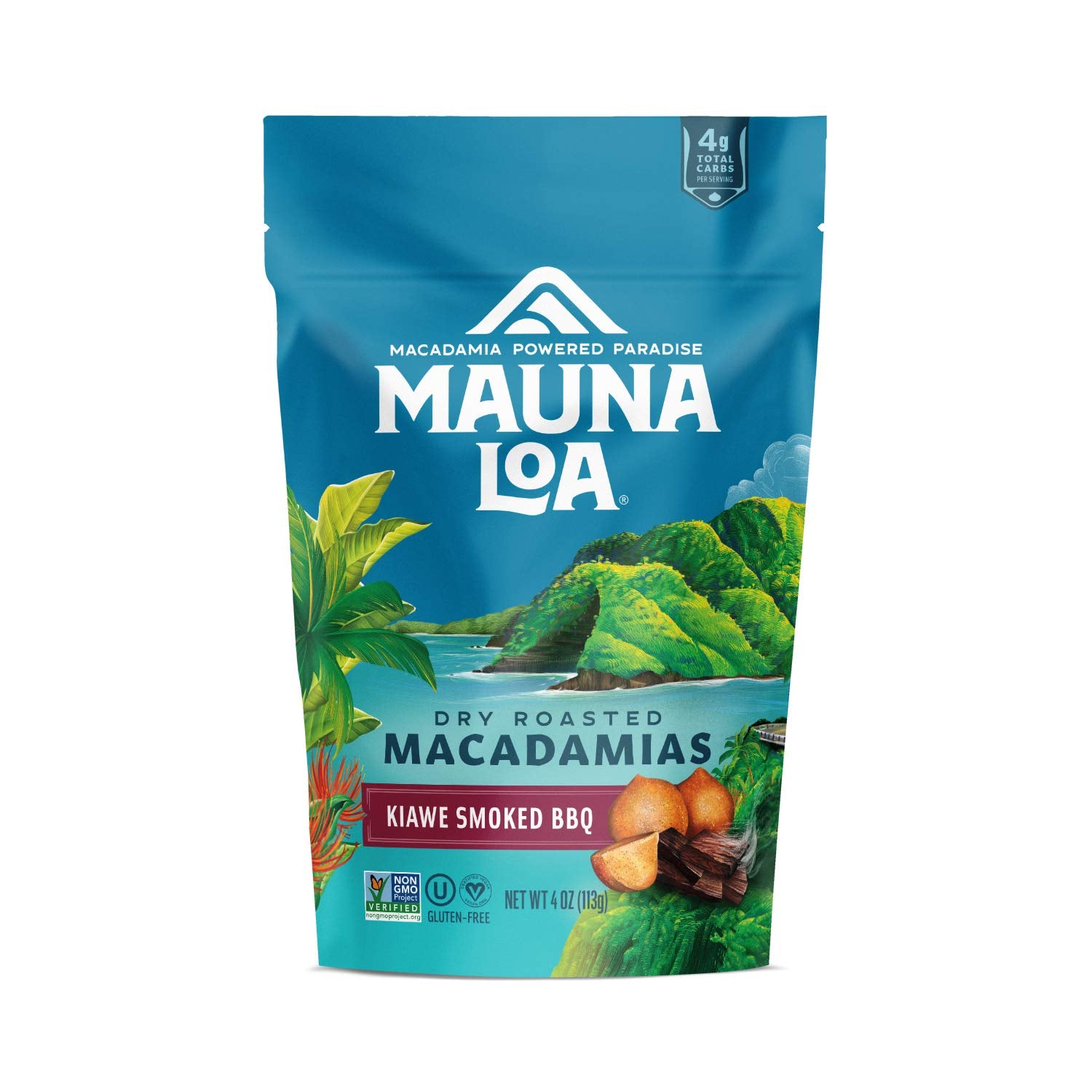 Mauna Loa Premium Hawaiian Roasted Macadamia Nuts, Kiawe Smoked Bbq Flavor, 4 Oz