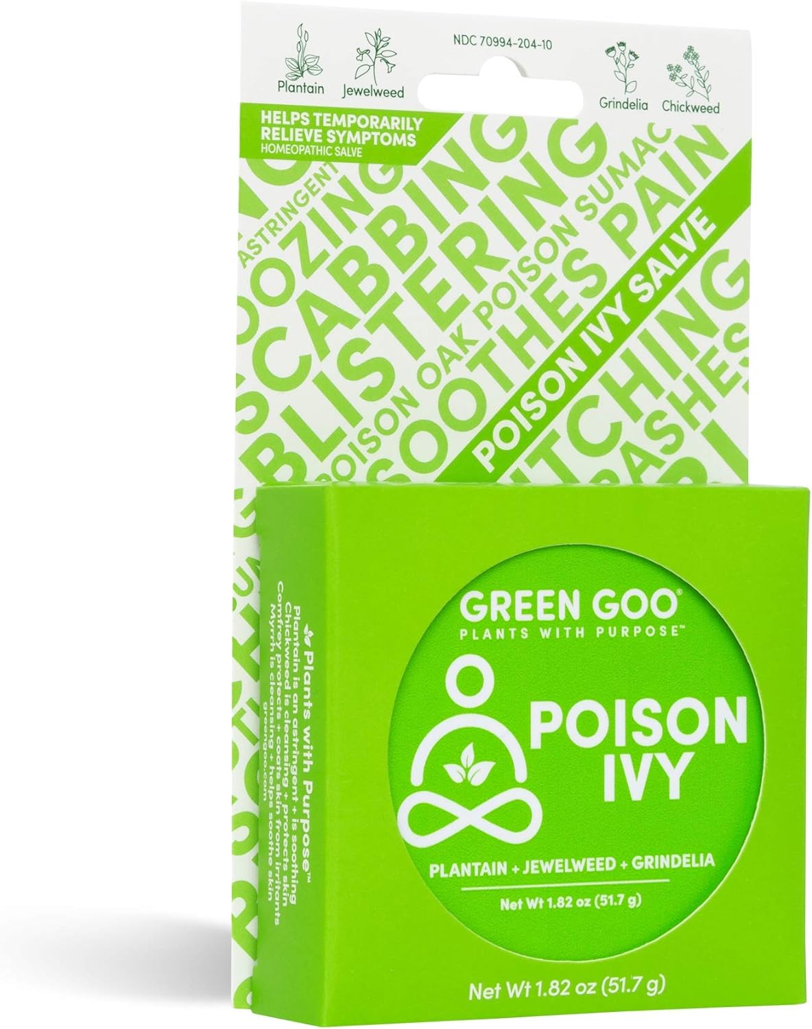 Green Poison Ivy Treatment & Relief salve, Natural Poison Ivy Cream For Soothing Irritation, Protecting Skin & Relieving Pain & Itching, 1.82 Oz