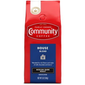 Community Coffee House Blend 12 Ounces, Medium Dark Roast Ground Coffee, 12 Ounce Bag (Pack of 1)