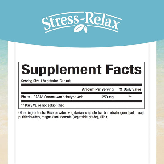 Natural Factors Stress-Relax Pharma Gaba 250 Mg, Non-Drowsy Stress Support For Relaxation And Mental Focus, 60 Vegetarian Capsules, 60 Capsules