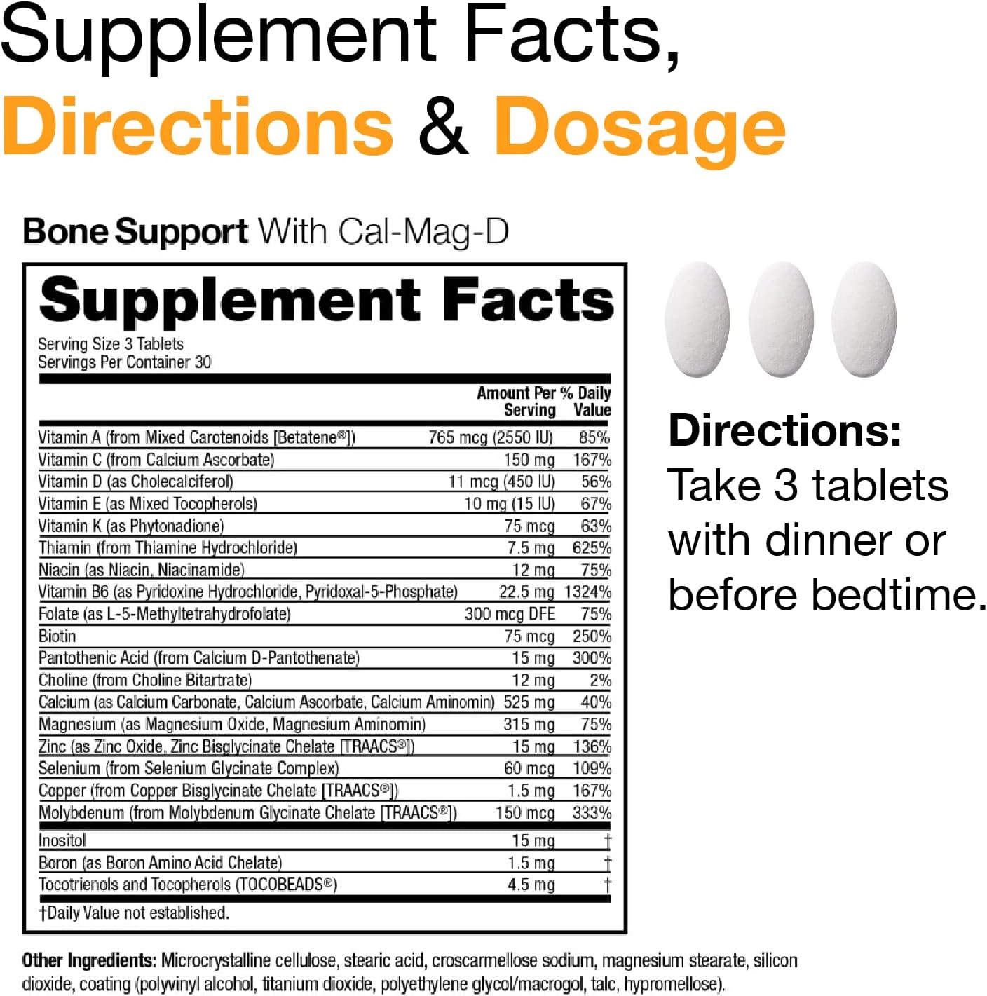 VitaMedica | Bone Support | Supplement for Bones and Joints | Calcium | Magnesium | Vitamin D & Vitamin K | Boron | Chelated Minerals | Bone Support | Natural Sleep | Made in USA | 90 Ct | 30 Servings : Health & Household