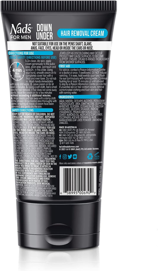 Nad'S For Men Down Under Hair Removal Cream, Hair Removal Cream For Male Intimate Areas And Genitals, ?All Skin Types 150 Ml