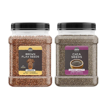 Birch & Meadow Brown Flax Seeds & Chia Seeds Bundle, Versatile Ingredients, Oatmeal & Smoothies, Flavorful