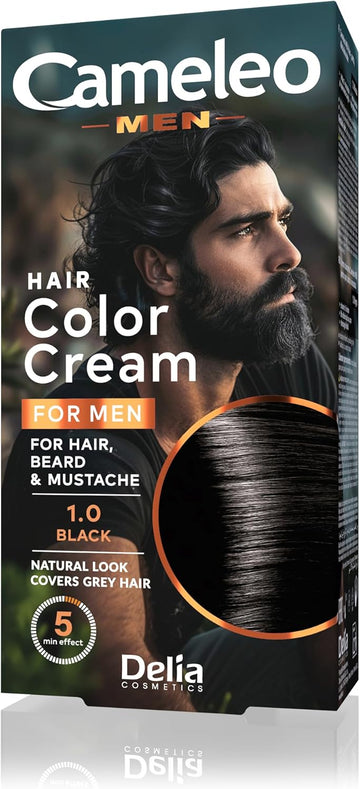 Cameleo Men - Permanent Hair Dye | Black Colour For Hair Beard & Moustache | Natural Colour Effect In 5 Minutes | Cover Grey Hair | Ammonia, Ppd, Paraben Free | 30Ml