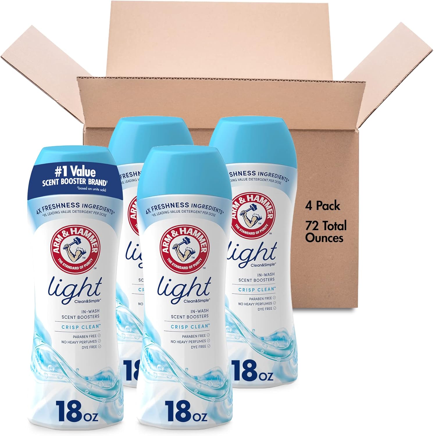 Arm & Hammer Light In-Wash Scent Booster Crisp Clean 18Oz (Pack Of 4)