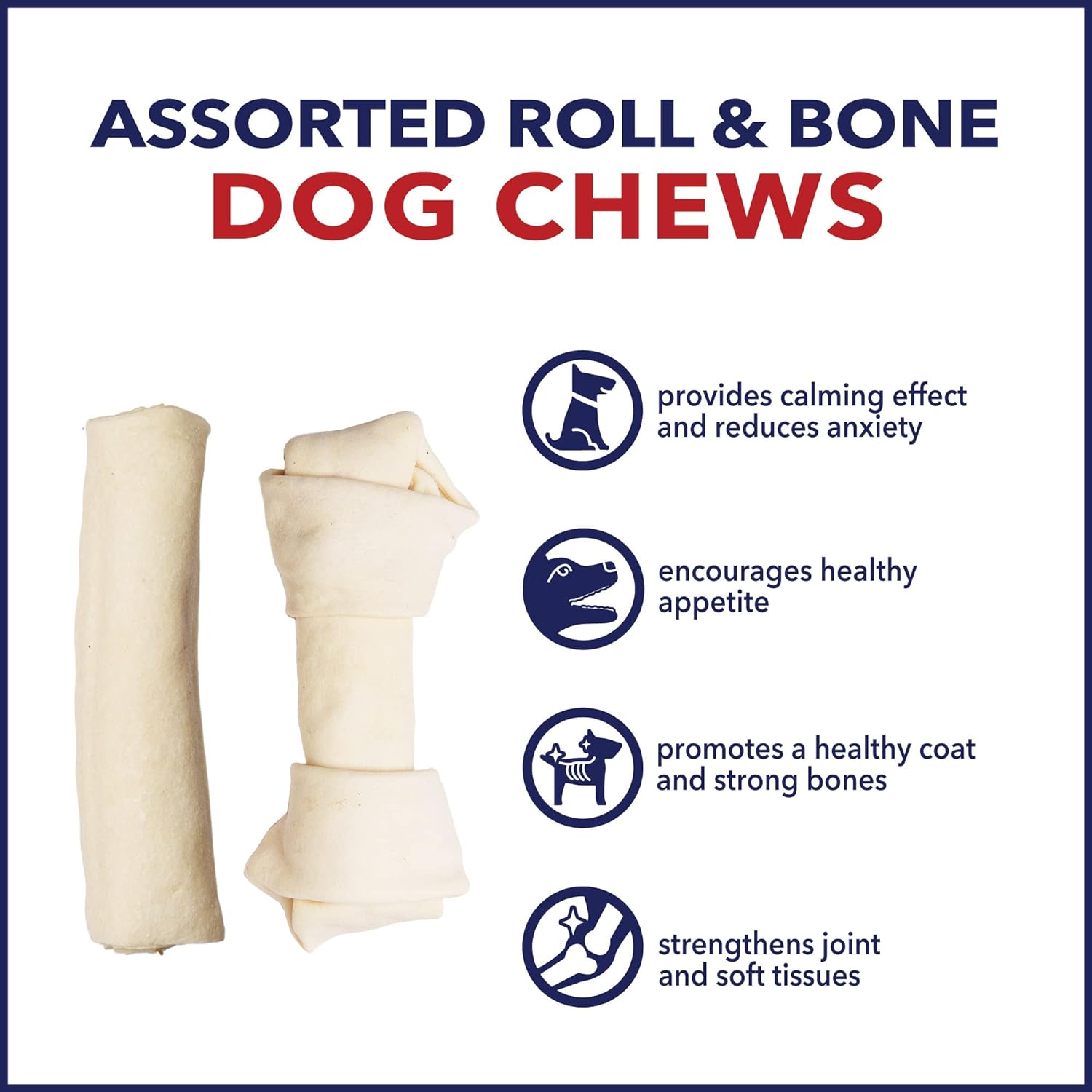 Pet Factory 100% Made in USA Beefhide 6-7" Assorted (Bones & Rolls) Dog Chew Treats - Natural Flavor, 10 Count/1 Pack : Pet Rawhide Treat Bones : Pet Supplies