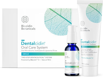 Biocidin Dentalcidin Oral Care System - Fluoride Free Toothpaste + Mouth Wash To Support Gum Health, Gentle Teeth Whitening & Biofilm Plaque Removal - For Adults & Kids