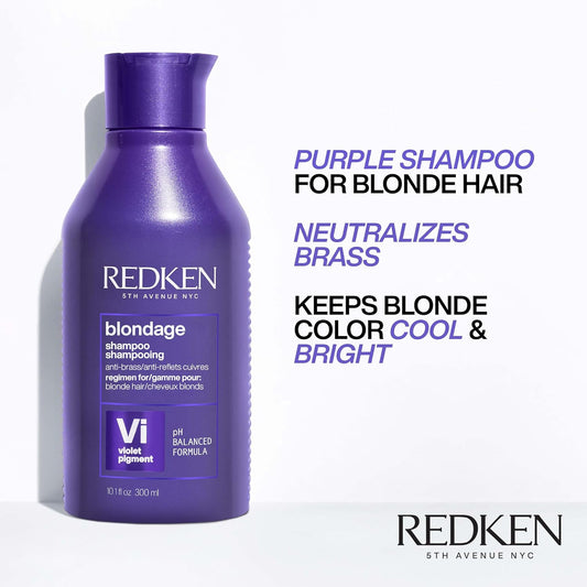 Redken Blondage Color Depositing Purple Shampoo | Neutralizes Brassy Tones In Blonde Hair | With Salicylic Acid | Cool And Ash Blonde Toning Shampoo | For Blonde, Bleached Or Highlighted Hair