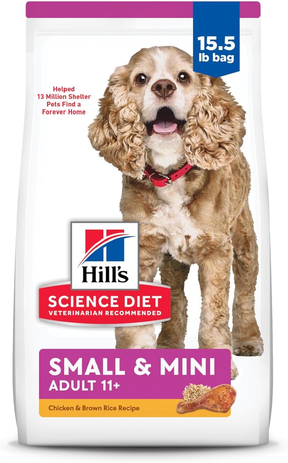 Hill'S Science Diet Small & Mini, Senior Adult 11+, Small & Mini Breeds Senior Premium Nutrition, Dry Dog Food, Chicken, Brown Rice & Barley, 15.5 Lb Bag